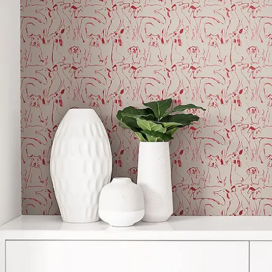 Surface Style Dog Doodle Ink Peel & Stick Wallpaper Lipstick {6}