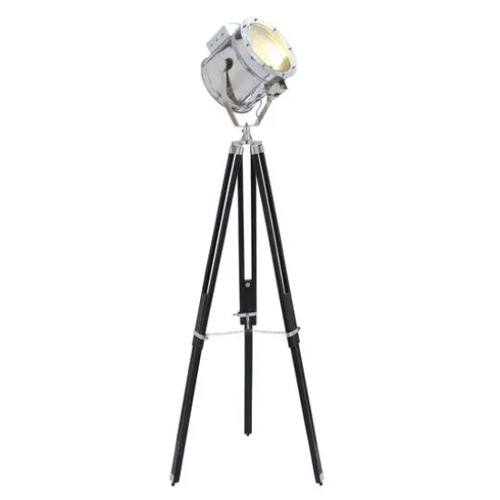 75" Black Wood Industrial Floor Lamp {1}