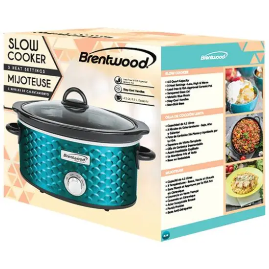 Brentwood Blue 4.5qt. Scallop-Pattern Slow Cooker {9}