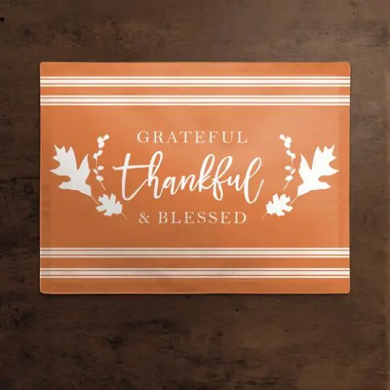 Grateful Thankful Blessed Stripes Cotton Twill Placemat {3}