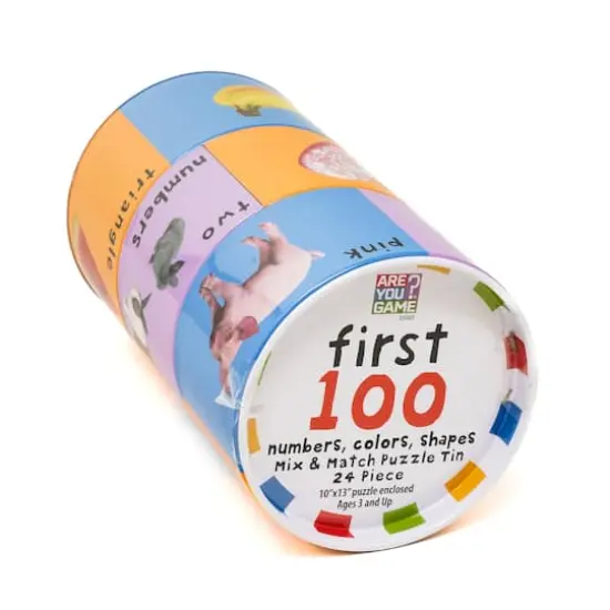 First 100 Numbers, Colors, Shapes Mix & Match Puzzle Tin: 24 Pcs {3}