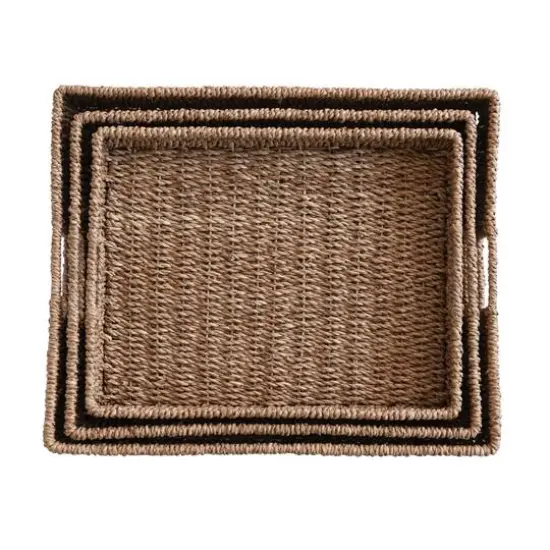 Hello Honey&reg; Natural Decorative Hand-Woven Bankuan Trays with Handles {6}