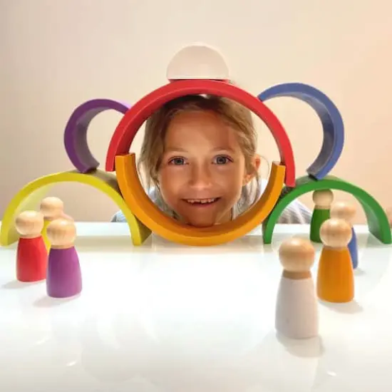Extasticks Willie's Colors Rainbow World Wooden Arches And Peg Dolls Set {5}