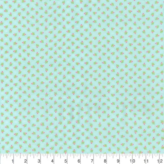 Fabric Traditions Light Blue Vintage Ditsy Rose Cotton Fabric {3}