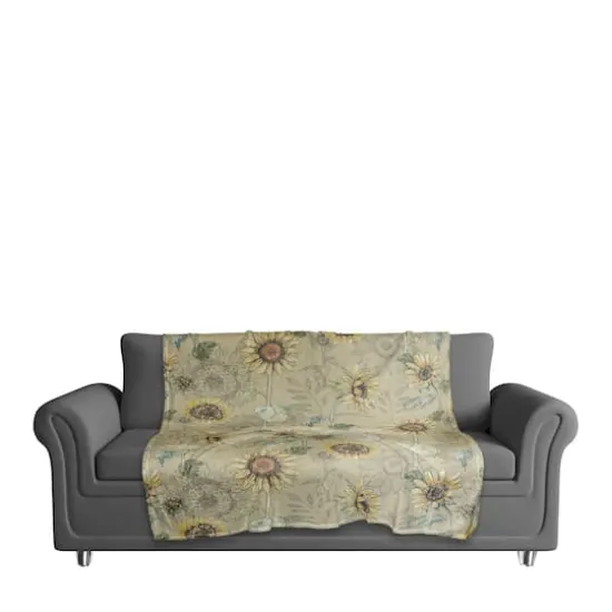 Sunflower Pattern Coral Fleece Blanket Yellow {4}