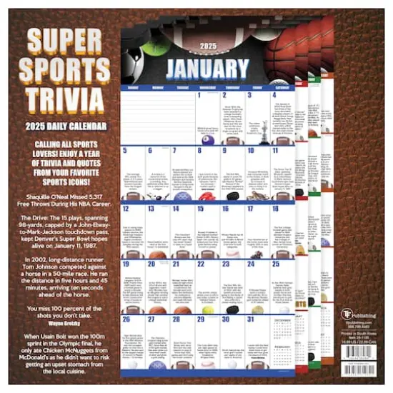 TF Publishing 2025 Sports Facts & Trivia Wall Calendar {3}