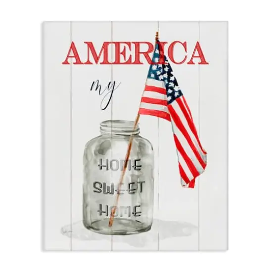 Stupell Industries America My Home Sweet Home Patriotic Country Flag Canvas Wall Art {1}