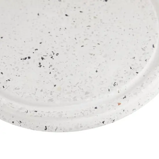 White Stoneware and Glass Contemporary Cake Stand with Cloche, 11" x 9" x 9" {5}