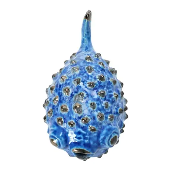 Hello Honey&reg; 4.5" Blue Stoneware Puffer Fish Accent {7}