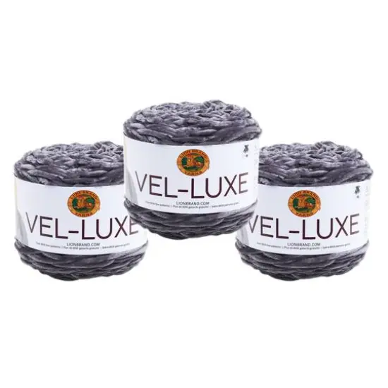 3 Pack Lion Brand&reg; Vel-Luxe Yarn Charcoal {1}