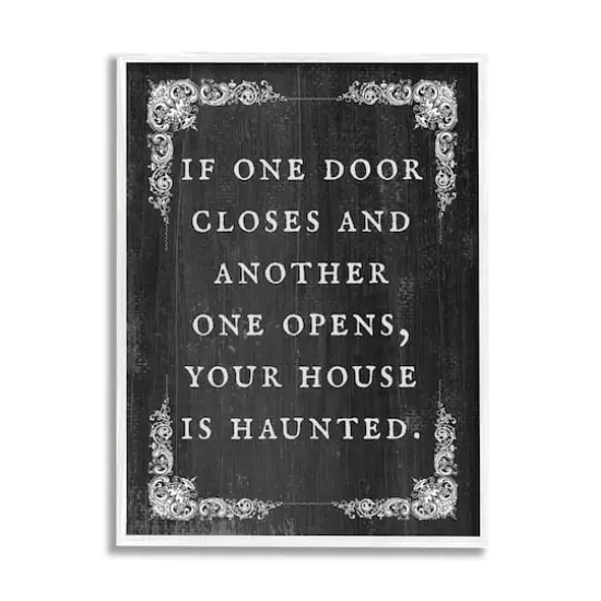 Stupell Industries Funny Haunted House Phrase Framed Giclee Art White {1}