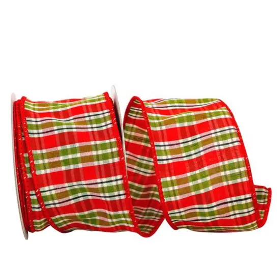 JAM Paper 2.5" x 10yd. Wired Edge Plaid Ribbon {1}