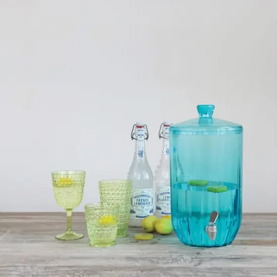 Hello Honey 7-Quart Acrylic Beverage Dispenser with Spout, Aqua Color {3}