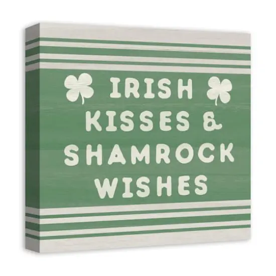 Irish kisses shamrock wishes 16" x 16" Canvas Wall Art {3}