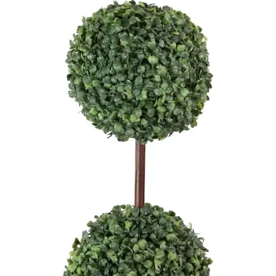 4ft. Unlit Artificial Two-Tone Boxwood Triple Ball Topiary Tree with Round Pot {5}