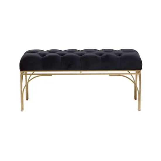 Black Metal Glam Bench, 19" x 39" x 17" {1}