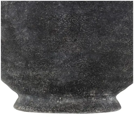 13" Ceramic Textured Vase with Ring Handles Gray {4}