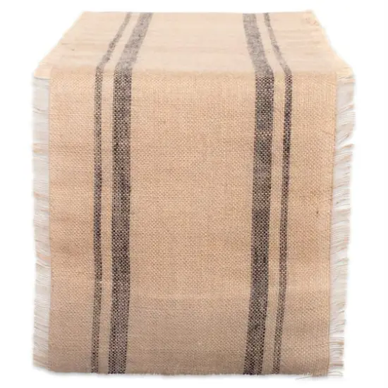 DII&reg; 72" Double Border Burlap Table Runner Mineral {1}