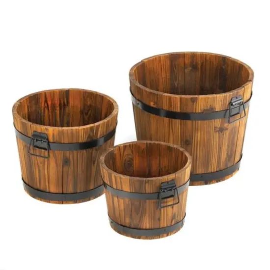 3 Apple Barrel Planters Set {1}