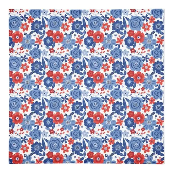 Red White and Blue Florals Cotton Twill Napkin {1}