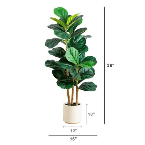 3ft. Artificial Fiddle Leaf Tree in Decorative White Planter {3}