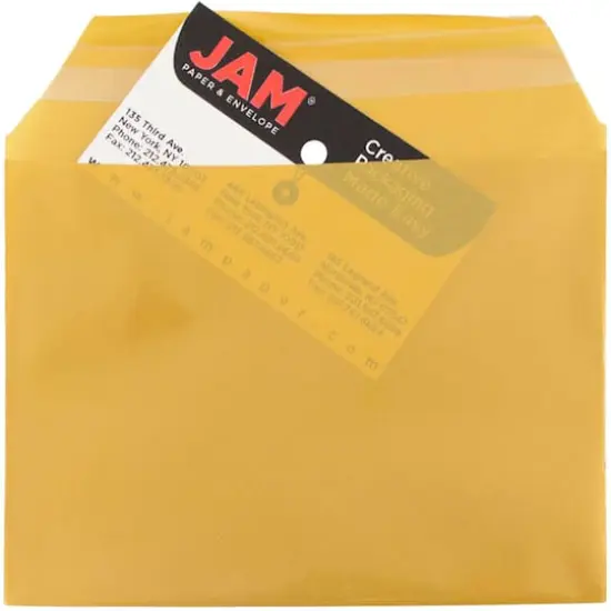 JAM Paper 4.62" x 6.43" Self Adhesive Closure Cello Sleeves, 100ct. Gold {4}