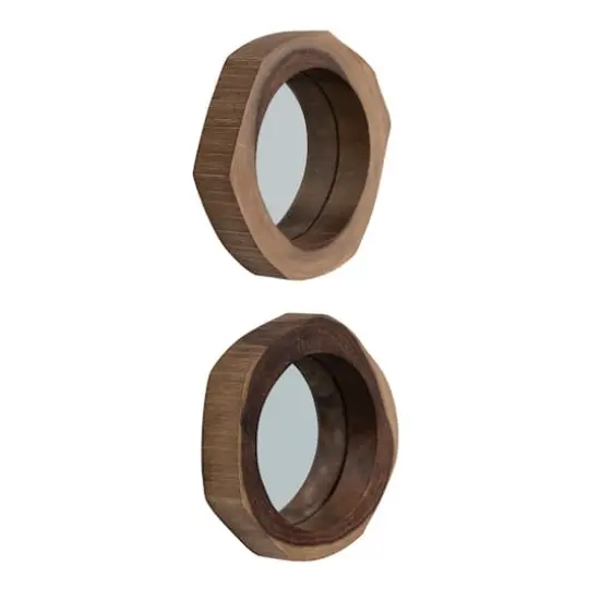 Hello Honey&reg; 7" Round Acadia Wood Framed Organic Shaped Mirrors, 2ct. {4}