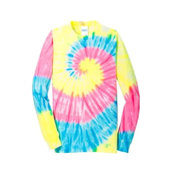Port & Company&reg; Long Sleeve Tie-Dye Adult T-Shirt Multi {1}