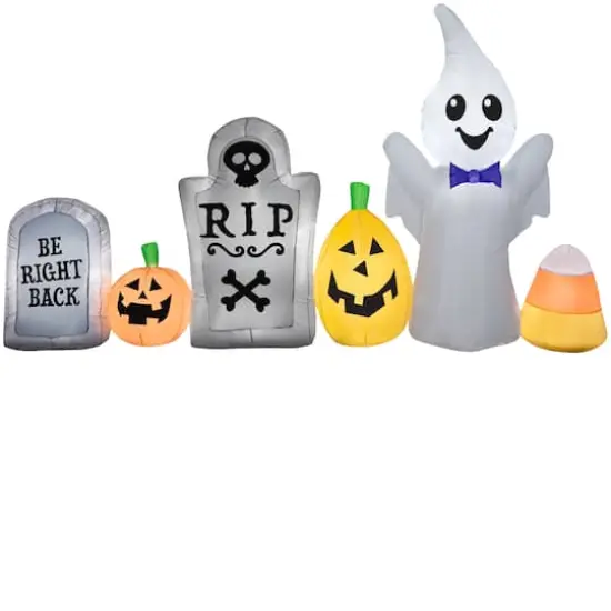9ft. Airblown® Inflatable Halloween Ghost in Cemetery Scene {1}
