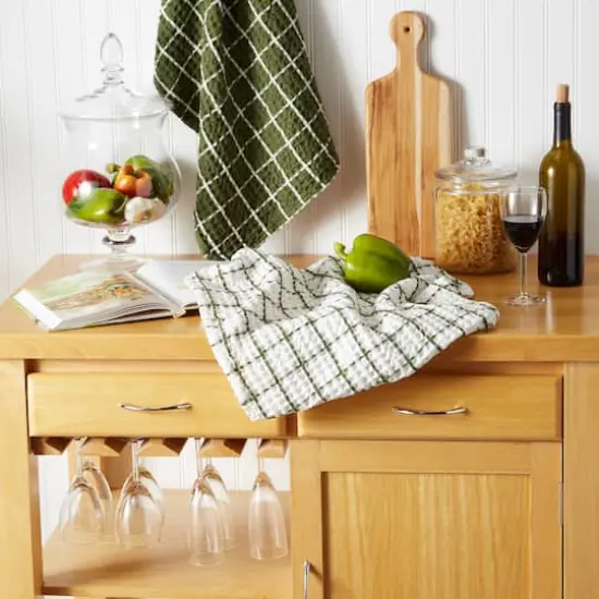 DII® Windowpane Oversized Washed Waffle Dishtowels, 2ct. Sage {6}