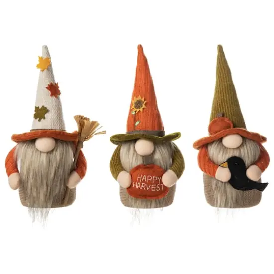 Glitzhome&reg; 13" Fall Fabric Gnome Set {1}