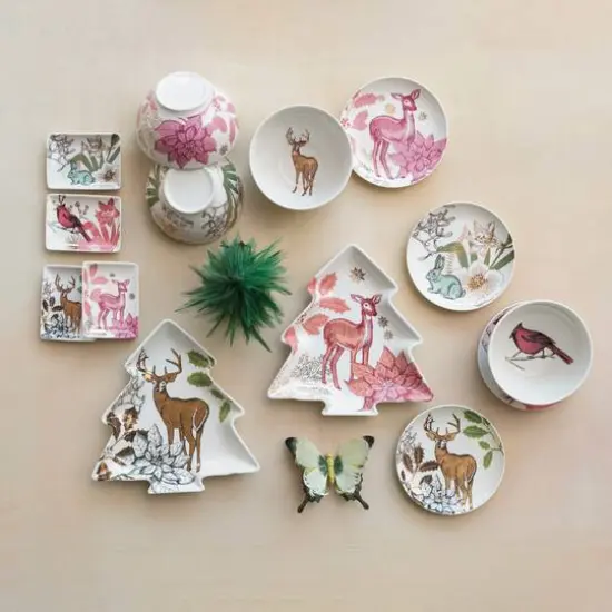 Hello Honey&reg; 5" Christmas Woodland Stoneware Bowl Set {3}