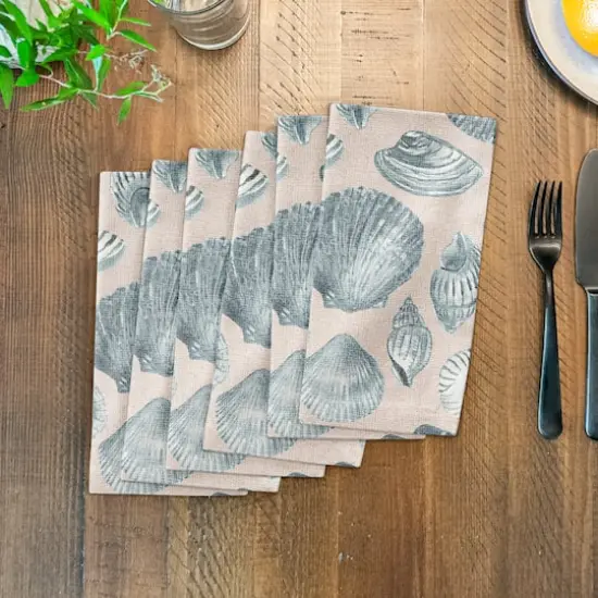 Multi Shell Cotton Twill Napkin Blue/Blush {4}