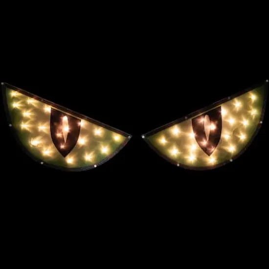 42" Lighted Green & Black Eyes Halloween Window Silhouette Decoration {3}