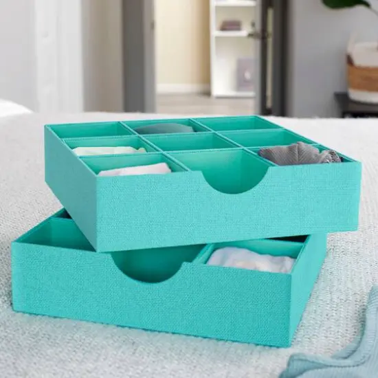 Household Essentials 9-Compartment Drawer Organizers, 2ct. Green {4}