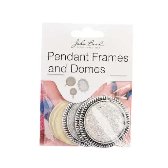 John Bead 32mm Antique Silver Round Pendant Frames, 3ct. {3}