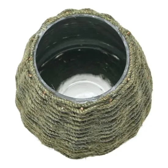 Hello Honey&reg; 5.5" Gray Hand-Woven Jute & Glass Votive Candle Holder {5}
