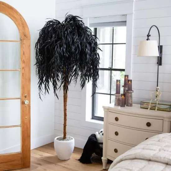 6ft. Artificial Halloween Black Willow Tree {8}