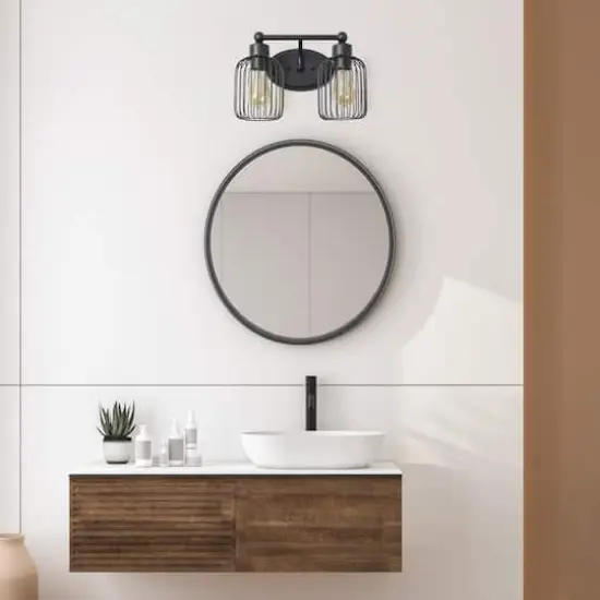 Lalia Home Ironhouse 2 Light Industrial Cage Vanity {3}