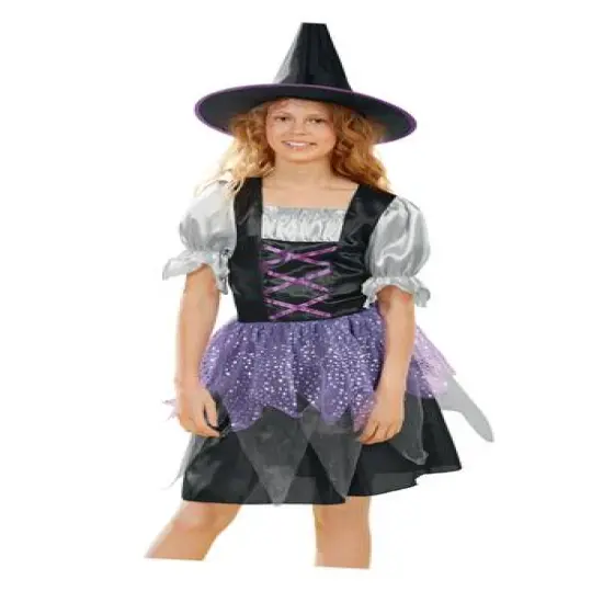 Medium Black & Purple Witch Girl's Costume {1}