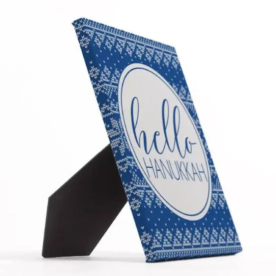 Hello Hanukkah Sweater Pattern 8x10 Tabletop Canvas {3}