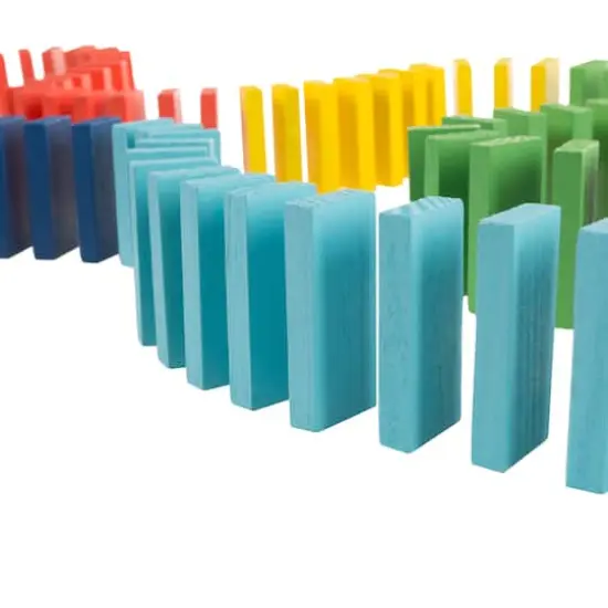 Toy Time Colorful Wooden Dominoes Block Set {5}