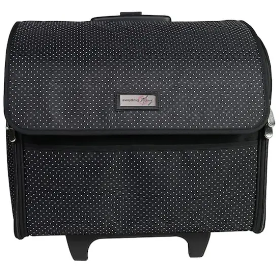 Everything Mary Collapsible Black Pin Dot Rolling Sewing Machine Tote {6}