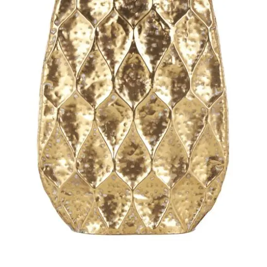 33.5" Gold Metal Textured Concaved Teardrop Vase with Spotted Gray Accents {6}