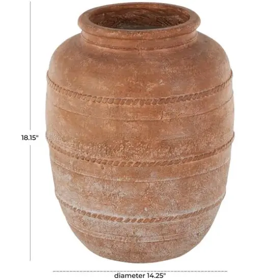 18" Brown Magnesium Oxide Mediterranean Inspired Vase {6}