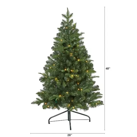 4ft. Pre-Lit Grand Teton Spruce Flat Back Artificial Christmas Tree, Clear LED Lights {10}