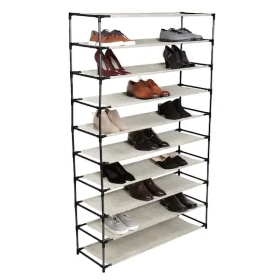Simplify Black 10-Tier 50 Pair Shoe Rack {5}