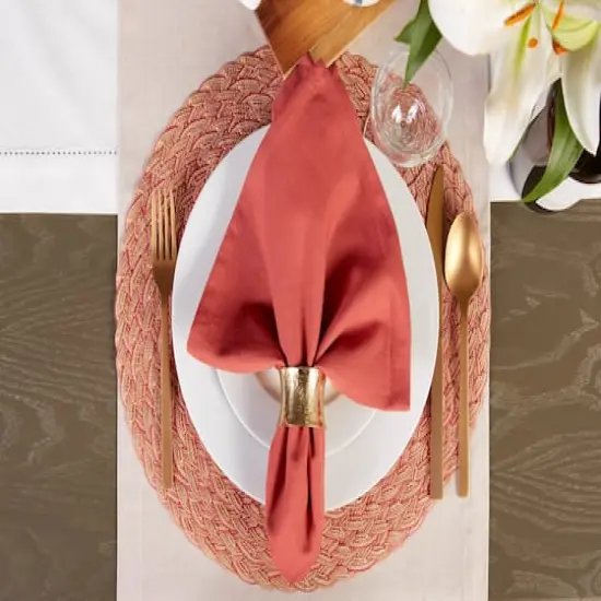 DII® Round Variegated Braided Polypropylene Placemats, 6ct. Red {7}