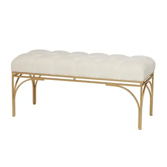 White Metal Glam Bench, 18" x 39" x 16" {1}