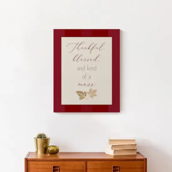 Thankful Blessed Mess Leaves Canvas Wall Art {5}